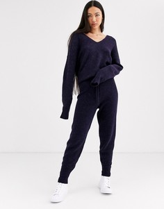 Мягкие джоггеры с добавлением шерсти альпака ASOS WHITE-Темно-синий
