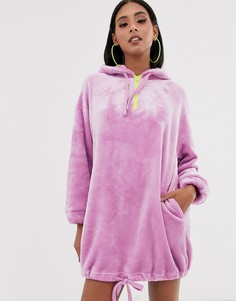 Велюровое платье-худи ASOS DESIGN-Фиолетовый