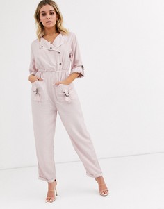 Розовый выбеленный комбинезон с D-образными пряжками ASOS DESIGN-Мульти