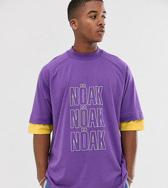 Фиолетовая oversize-футболка с желтыми вставками на рукавах Noak-Фиолетовый