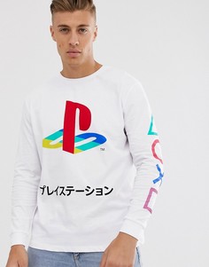 Свободный лонгслив с принтом \"PlayStation\" ASOS DESIGN-Белый