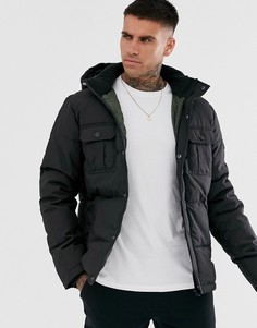 Черный пуховик с капюшоном Jack & Jones Core