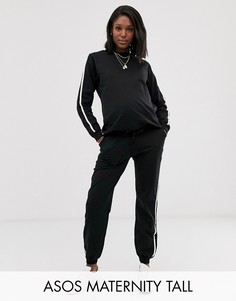 Спортивный костюм из свитшота и джоггеров с посадкой под животом ASOS DESIGN Maternity Tall-Черный
