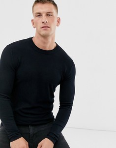 Темно-синий джемпер с круглым вырезом River Island-Светло-коричневый