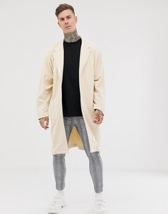 Свободное легкое пальто бежевого цвета ASOS DESIGN-Бежевый