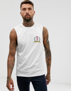 Свободная футболка без рукавов с принтом ASOS DESIGN-Белый