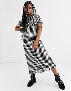 Атласное платье макси в клетку ASOS DESIGN-Мульти