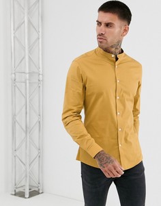 Облегающая эластичная рубашка горчичного цвета ASOS DESIGN-Желтый