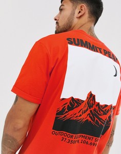 Свободная футболка с отворотами на рукавах и принтом ASOS DESIGN-Красный