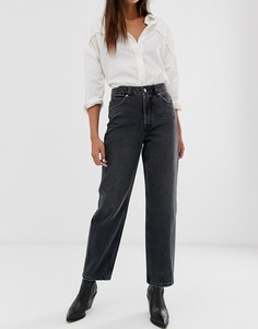 Серые джинсы прямого кроя с завышенной талией Selected Femme-Серый