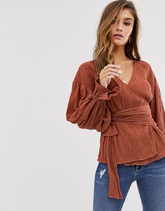 Лонгслив с запахом и фактурным мятым эффектом ASOS DESIGN-Бесцветный