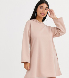 Свободное платье-худи с карманами ASOS DESIGN Petite-Бежевый