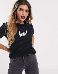 Футболка со светящимся в темноте принтом в стиле Хэллоуина ASOS DESIGN-Черный