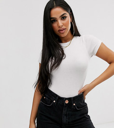 Белое облегающее боди-футболка в рубчик ASOS DESIGN Petite-Белый