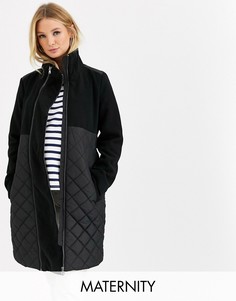 Черное стеганое пальто со съемной вставкой для беременных Mamalicious-Черный Mama.Licious
