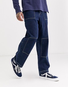 Свободные джинсы с контрастной строчкой ASOS WHITE-Синий