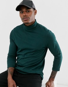 Зеленая водолазка с рукавами длиной 3/4 ASOS DESIGN-Зеленый