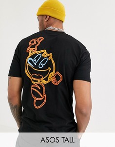 Свободная футболка с принтом \"Pac-Man\" ASOS DESIGN Tall-Черный