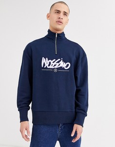 Темно-синий свободный свитшот с молнией 1/4 Mossimo