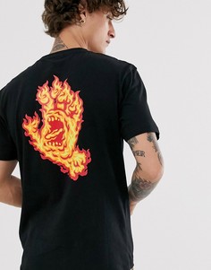 Черная футболка с принтом на спине Santa Cruz Flame Hand-Черный