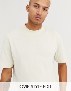 Бежевая oversize-футболка из очень мягкого хлопка с начесом ASOS WHITE-Бежевый