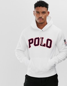 Худи из флиса белого цвета с логотипом Polo Ralph Lauren-Белый