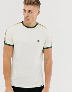 Серо-белая футболка с отделкой лентой на рукавах и маленьким логотипом Pretty Green-Белый