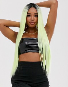 Парик с прямыми длинными волосами неоново-зеленого цвета и кружевной основой LullaBellz-Зеленый