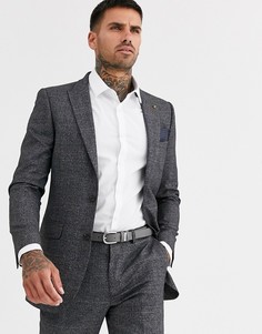 Облегающий пиджак в клетку Burton Menswear-Синий