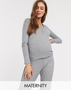 Серый топ для кормления в рубчик на пуговицах Mamalicious Mama.Licious
