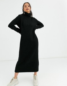Черное платье-водолазка Bershka-Черный