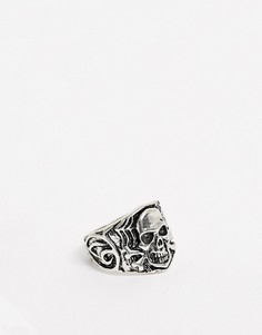 Серебристое кольцо с черепом ASOS DESIGN-Серебряный