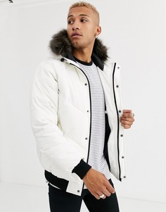 Белый пуховик со съемным искусственным мехом ASOS DESIGN