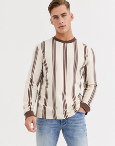 Лонгслив в вертикальную полоску ASOS DESIGN-Бежевый