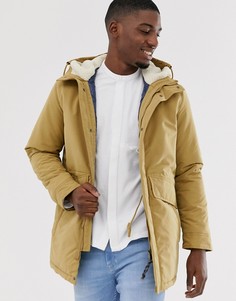Светло-бежевая парка с подкладкой из искусственного меха и карманами Jack & Jones Premium-Бежевый
