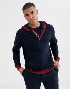 Худи темно-синего цвета с логотипом Lacoste-Темно-синий