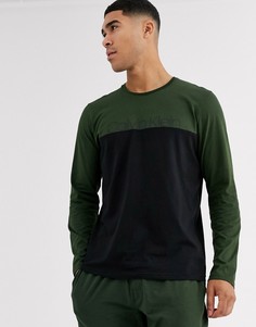 Лонгслив цвета хаки со вставками колор блок Calvin Klein-Зеленый