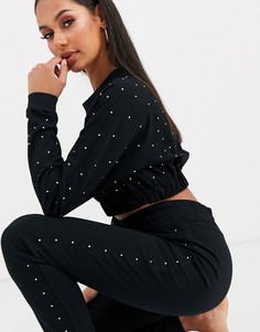 Набор из короткого свитера и джоггеров для дома ASOS DESIGN-Черный