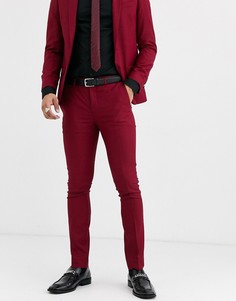 Бордовые супероблегающие брюки Twisted Tailor-Красный