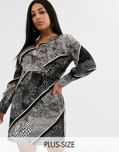 Платье мини со змеиным принтом Vero Moda Curve-Мульти