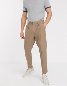Светло-бежевые суженные книзу укороченные брюки ASOS DESIGN-Светло-бежевый