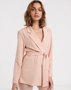 Бледно-розовый пиджак с запахом ASOS DESIGN