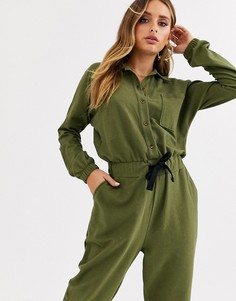 Комбинезон в спортивном стиле с пуговицами ASOS DESIGN-Зеленый