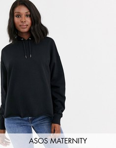 Черный худи свободного кроя ASOS DESIGN Maternity