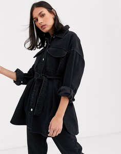 Джинсовая oversize-рубашка в ковбойском стиле ASOS DESIGN-Черный