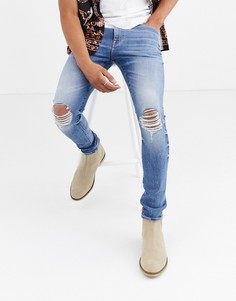 Джинсы скинни с рваными коленями ASOS DESIGN-Синий