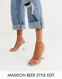 Босоножки на блочном каблуке ASOS DESIGN-Бежевый