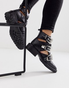 Черные кожаные ботинки на массивной подошве с вырезами ASOS DESIGN-Черный