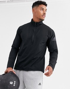Черный свитшот с молнией до груди adidas