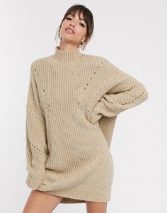 Платье-джемпер в стиле oversize ASOS DESIGN-Бежевый